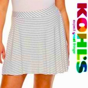 EUC SO Gray + White Stripe Skater Skirt Nautical Aline